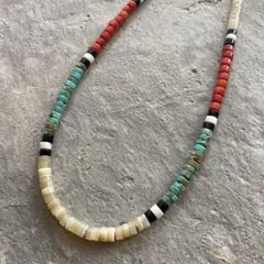 426 天然ターコイズとオニキスヒシネックレス　サントドミンゴ　天然石