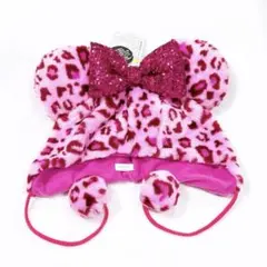 ディズニー ヒョウ柄 ファンキャップ スパンコール ピンク ミニー