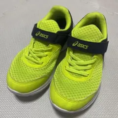 asics LAZERBEAM 蛍光イエロー/ネイビー キッズシューズ22.5㎝