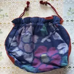 花柄巾着型和装用バッグ