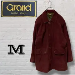 スエードステンカラーコート　ボルドー　裏地総柄　ペイズリー柄　本革　羊革