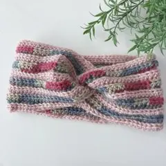 183｜ヘアバンド｜ヘアターバン｜毛糸ハンドメイド｜ツイストデザイン｜少し小さめ