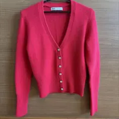 ZARA ピンク Vネック カーディガン
