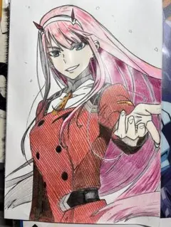 手描きイラスト ゼロツー 一点物