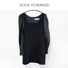 SILVIA TCHERASSI ウール　シルクサテン ミニドレス ベルト付きのサムネイル