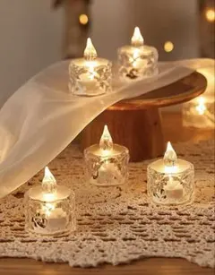 LEDライト付き透明キャンドル5個セット