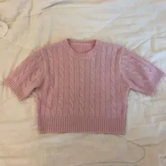ケーブルニット 半袖セーター