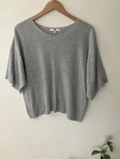 UNIQLO リブドルマンVネックセーター（7分袖） グレー　M