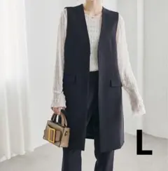 RANAN ノーカラーロングジレ　セットアップ　ブラック　L