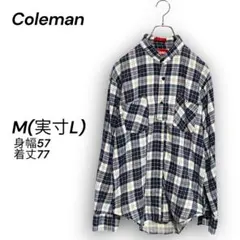 90s Coleman ノーカラー ネルシャツ プルオーバー チェック 実寸Lのサムネイル