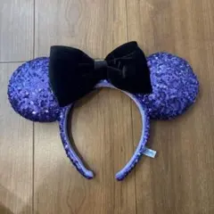 紫色スパンコールミニーマウスカチューシャ　ディズニーカチューシャ