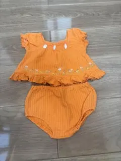 KID'S BOMPAN オレンジ フリルセットアップ80