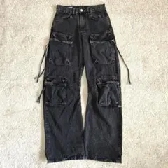 3 YOUNGLA ユーティリティ デニムカーゴパンツ 黒1 | Mercari