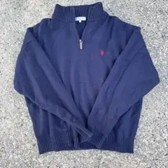 U.S. POLO ASSN. ハーフジップ ニット M ネイビー