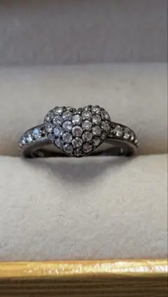 ハートモチーフ パヴェリング 925刻印　変色あります8号