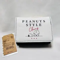 ☆新品 タグ付き PEANUTS スヌーピー 三つ折ミニ財布 内側ストライプ