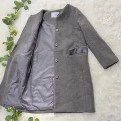 美品❗️毛47%❗️【スローブ イエナ IENA】ノーカラーコート グレー