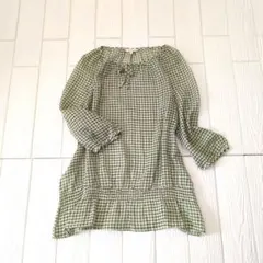 【最終セール】レトロ シャーリングブラウス チュニック丈 森ガール フェミニン