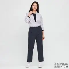 新品 ユニクロ リネンコットンテーパードパンツ