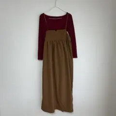 赤と茶色のキャミワンピース