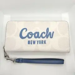 新品】COACH コーチ 長財布 シグネチャー 水色 デニム CH369 - メルカリ