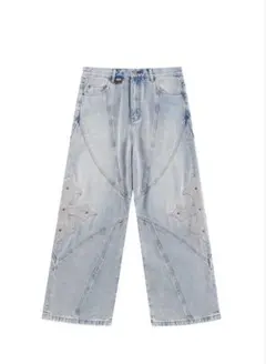 Cross Leather Patch Baggy Denim Pants Sのサムネイル