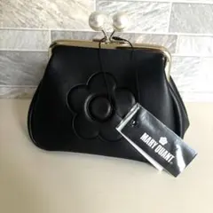 新品タグ付き　マリークワント　エンボスデイジーパールガマ口ポーチ　ブラック