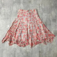 D708 フランス製 PAUL&JOE イレギュラー フレアスカート シルク混のサムネイル