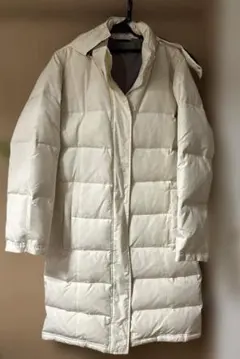 アイボリー ダウンジャケット フェザー30% Lサイズ　ベンチコート