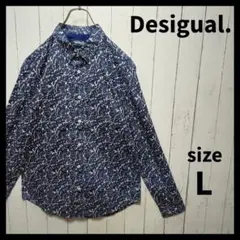 【Desigual.】総柄ドレスシャツ　長袖　タグ付き　レギュラーカラー　266のサムネイル
