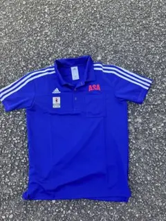 adidas 朝日新聞 ポロシャツ Lサイズ ブルー
