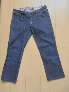 ​【レア美品】バーバリー デニムパンツ チェーン付 ノバチェック 25