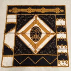 Nina Ricci シルクスカーフ ゴールド ブラック 大判スカーフ 美品