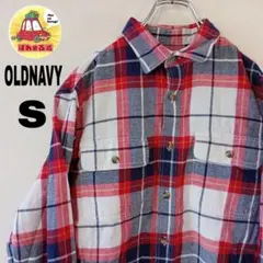 USA古着 OLDNAVY ネルシャツ　S ホワイト　レッド