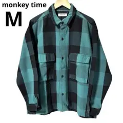 monkey time 厚地ネルシャツ M ヘビーオンス ブロックチェック