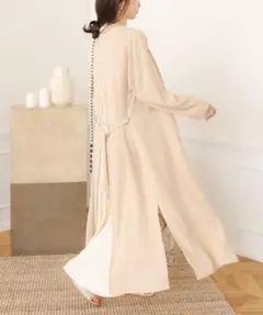 Bou jeloud バックプリーツロングカーディコート スプリングアウター