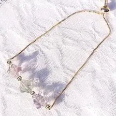 14kgf天然石フローライト ダイスカット ブレスレット ハンドメイド