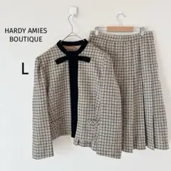 美品 ハーディエイミス セットアップ ジャケット スカート ノーカラー フリル