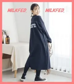 ミルクフェド☆超美品♪完売バックロゴロンTワンピース紺