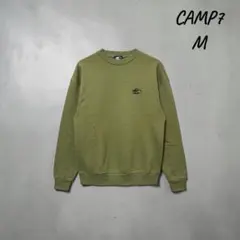 CAMP7 バックプリント スウェット M カーキ ロゴ トレーナーのサムネイル