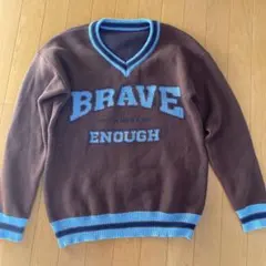 ブラウンブルーニット Vネック BRAVE ENOUGH