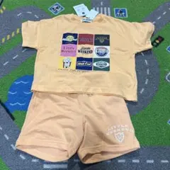 新品未使用品　リトルウィークエンド セットアップ　オレンジ　90センチ