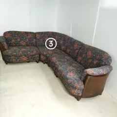 ③/4【引取り歓迎】 カリモク 応接ソファ リビングソファー コーナーソファー