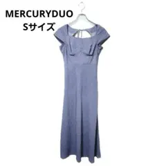 MERCURYDUO ワンピース 青 ドット柄 オフショル風 バックリボン S