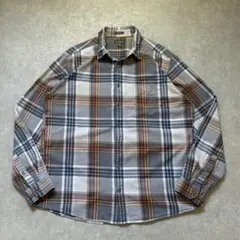 エディーバウアーネルシャツチェック柄 TXL ビッグサイズ オーバーサイズ 紺茶