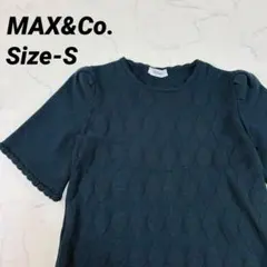 MAX&Co. 完売品 ダイヤモンドジャガード パフスリーブ ニット 紺 Sのサムネイル
