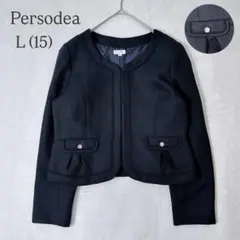 ペルソディア ノーカラージャケット L ブラック フォーマル 短丈 卒業式 入学