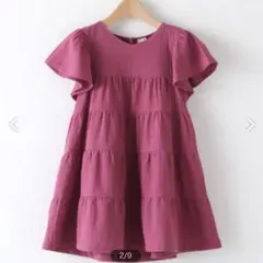 新品 プティマイン 110 ワンピース ティアード ピンク