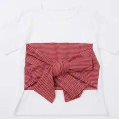 リボンビスチェ　白半袖Tシャツ Fサイズ 個性的　新品のサムネイル