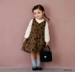 プティマイン　ミッフィ　ドット柄　コーデュロイワンピース